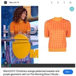 Tory Burch Knit Mock-Neck Sweater Bright Orange Poppy Size Small NWT Mod Retro